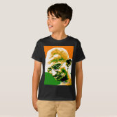 T-shirt Ghandi en orange vert et blanc avec drapeau (Devant entier)