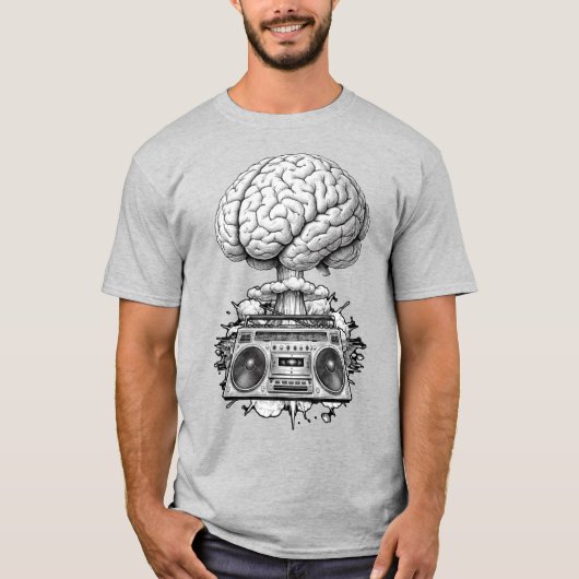 T-shirt Ghettoblaster Brain Explosion Illustration  (Devant)