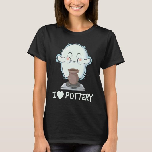 T-shirt Ghos Halloween  For Women I Love Pottery (Devant)