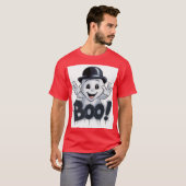 T-shirt Ghost adorable avec Casquette Bowler et "BOO!" Gra (Devant entier)