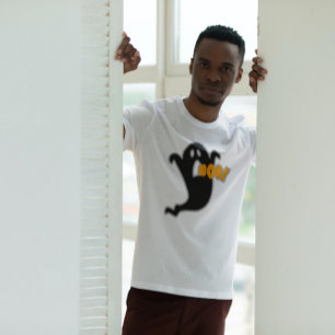 T-shirt Ghost Boo Halloween noir orange graphique