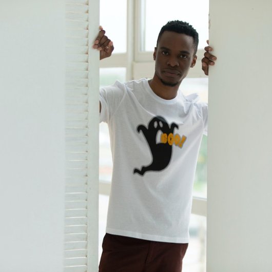 T-shirt Ghost Boo Halloween noir orange graphique