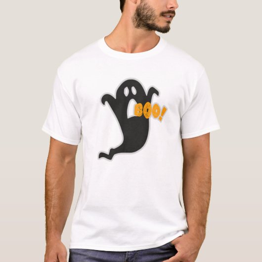 T-shirt Ghost Boo Halloween noir orange graphique (Devant)