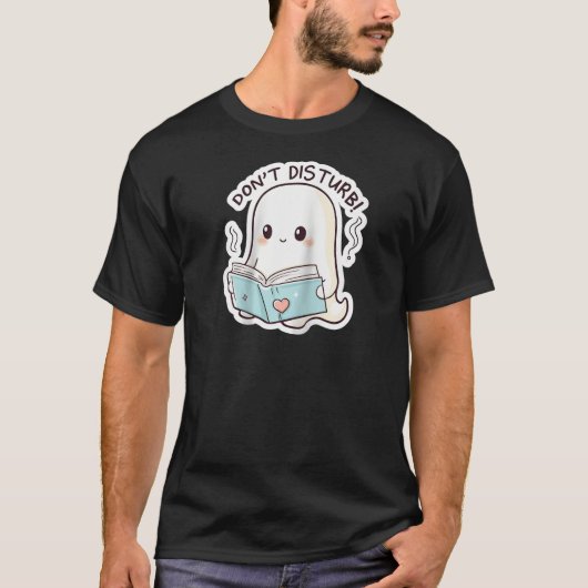T-shirt Ghost Book Lover Lire des livres Style Sticker Aes (Devant)