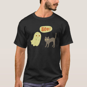 T-shirt Ghost botte Chat de soin halloween Mignon fantôme 