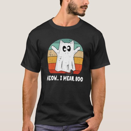 T-shirt Ghost Cat Meow (Devant)