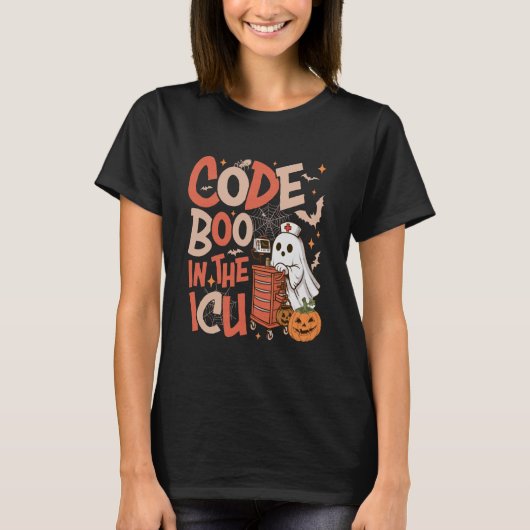 T-shirt Ghost Code Boo in The ICU Nursing Nurse Halloween (Devant)
