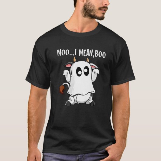 T-shirt Ghost Cow Moo Je veux dire Boo Funny Citrouille Fa (Devant)