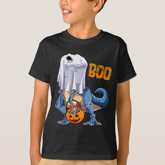T-shirt Ghost Dinosaur T Rex Funny Boo Halloween Boys Men (Devant)