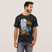 T-shirt Ghost Dinosaur T Rex Funny Boo Halloween Boys Men  (Devant entier)