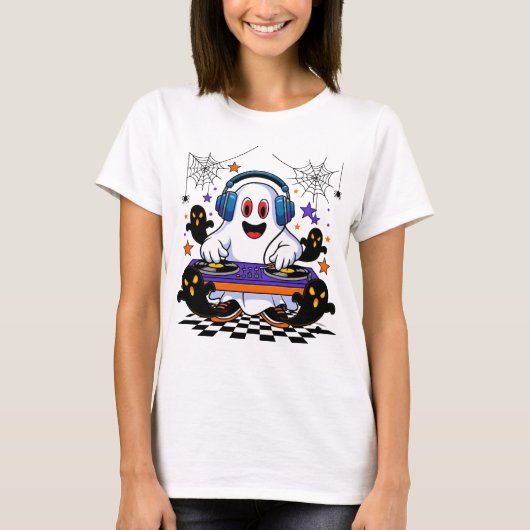 T-shirt Ghost DJ Halloween Design (Devant)
