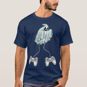 T-shirt Ghost Gamer Lazy Costume d'Halloween Videogame con