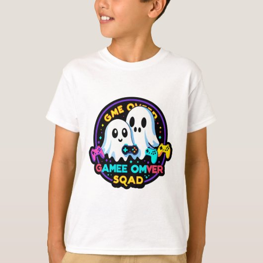 T-shirt Ghost Gamer Squad - Retro Arcade Halloween Tee (Devant)