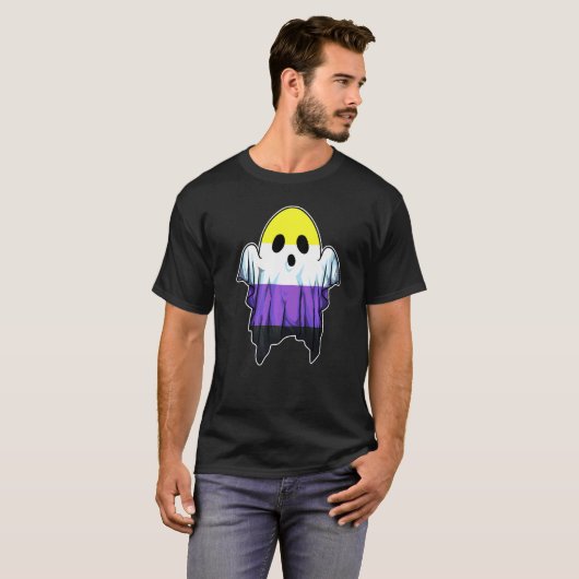 T-shirt Ghost Lgbt non binaire mignon Ghost Halloween Ghos (Devant entier)