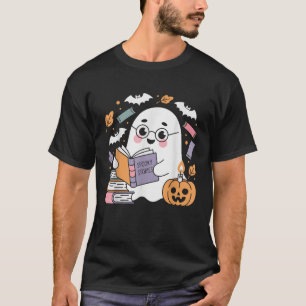 T-shirt Ghost Librairie Lecture Livres Halloween Costume A