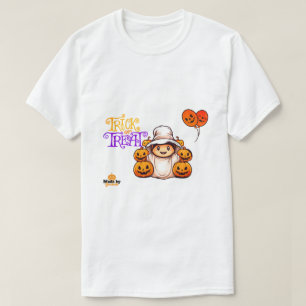T-shirt Ghost mignon avec Bac Citrouille ou traiter Hallow