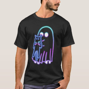 T-SHIRT GHOST PREKE CAT NEON HALLOWEEN