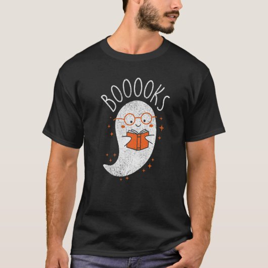 T-shirt Ghost Reading Book Librarian Nerd Bookworm R (Devant)