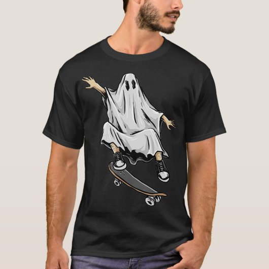 T-shirt Ghost riding skateboard Gifts funny Halloween (Devant)