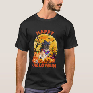 T-shirt Ghost Scary Citrouille Moon Witch French Bulldog H