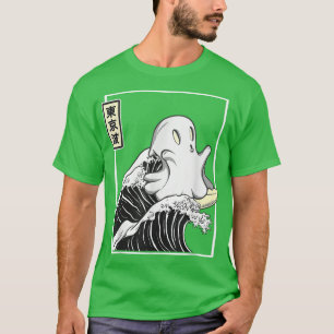 T-shirt Ghost Surfing Japon Kanagawa Wave Kawaii esthétiqu