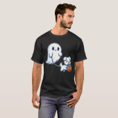 T-shirt Ghost Walking Dog Funny Halloween Ghost Spooky (Devant entier)