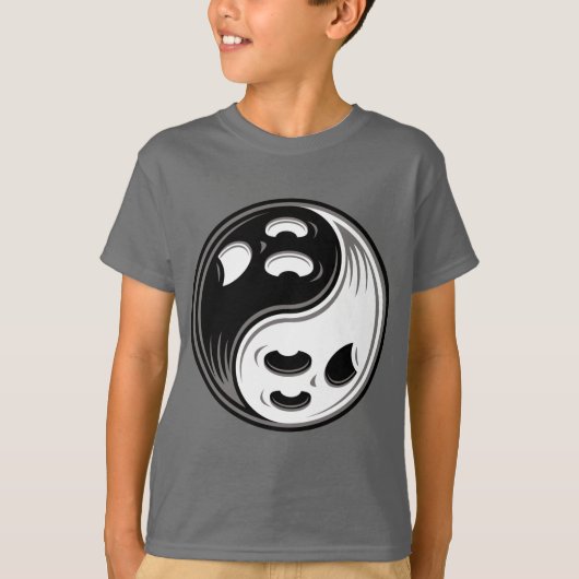 T-shirt Ghost Yin Yang Noir et blanc (Devant)
