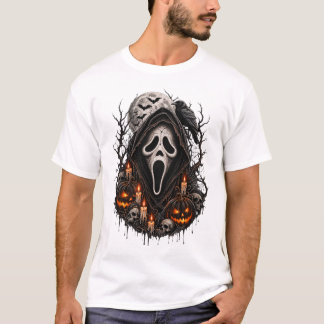 T-shirt Ghostface Halloween, Crâne Rose Gothique Épouvante