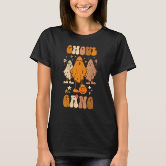T-shirt Ghoul Gang Groovy Hey Boo Pumpkin Boo Crew Spooky (Devant)