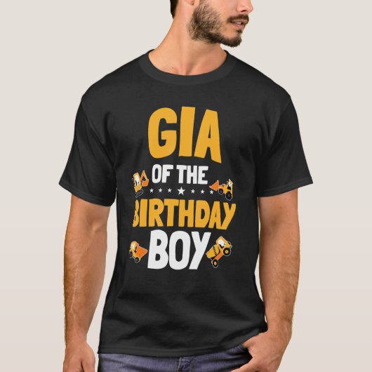 T-shirt Gia De L'Anniversaire Boy Construction Ouvrier Ann (Devant)