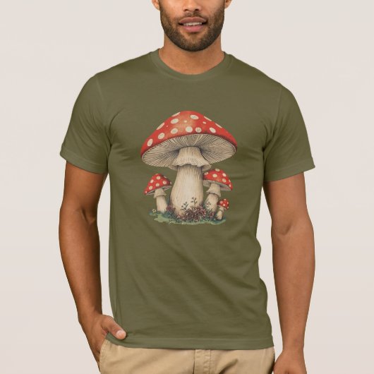T-shirt Giant Red Amanita Mushroom - Retro Men's Graphic (Devant)
