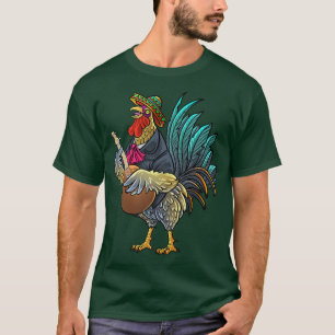 T-shirt Giant Rooster Guitaring Funny Chicken Gallo Playin