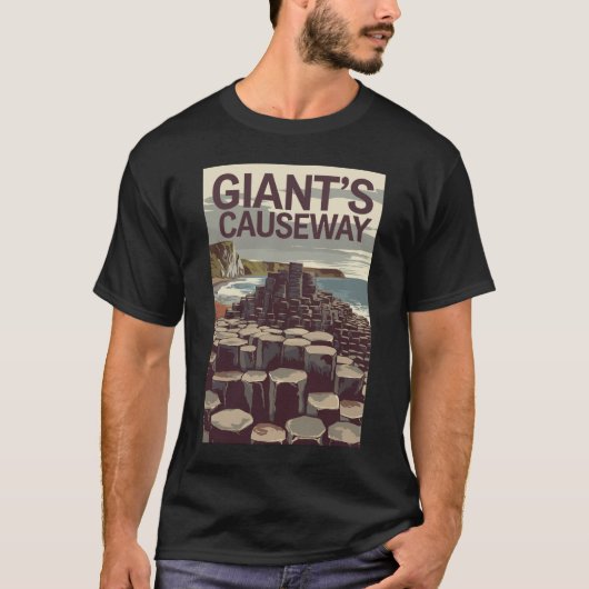 T-shirt Giant's Causeway Irlande Illustration Travel Art (Devant)