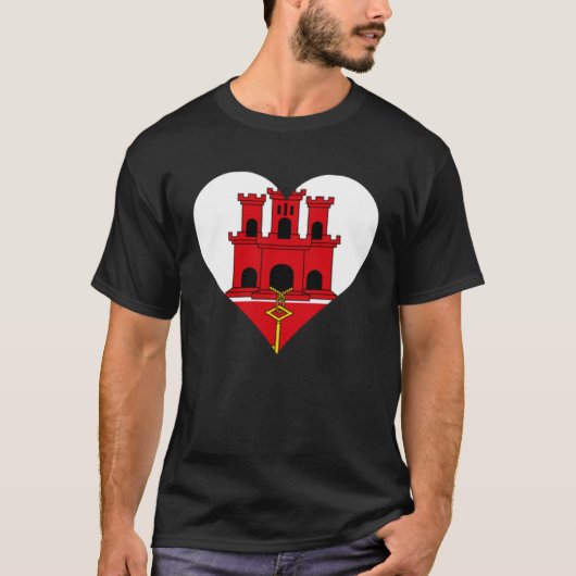 T-shirt Gibraltar Flag Heart Gibraltar  Love Gibraltar (Devant)