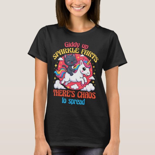 T-shirt Giddy Up Sparkle Farts There's Chaos To Spread Cut (Devant)