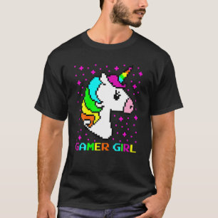 T-shirt Gift fille Gamer Cute Rainbow Unicorn Galaxy Cool 