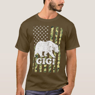 T-shirt Gigi Bear Camping Randonnée Camouflage USA America