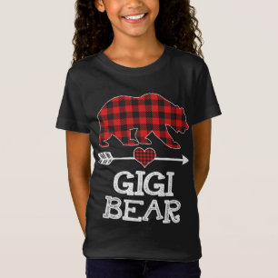 T-Shirt Gigi Bear Pajama de Noël Rouge Plaid Buffalo Famil