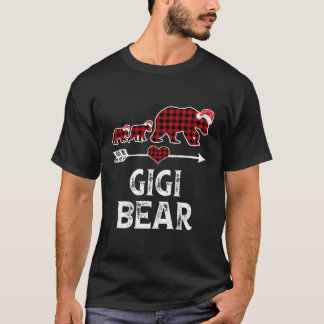 T-shirt Gigi Bear Pajama de Noël Rouge Plaid Buffalo Famil
