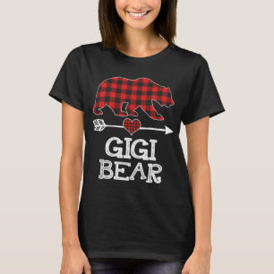 T-shirt Gigi Bear Pajama de Noël Rouge Plaid Buffalo Famil