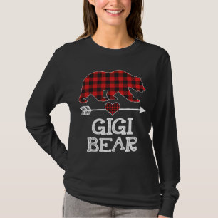 T-shirt Gigi Bear Pajama de Noël Rouge Plaid Buffalo Famil