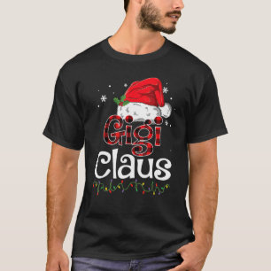 T-shirt Gigi Claus Santa Hat Red Plaid Buffalo Christmas P