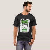 T-shirt Gigi Clover Messy Bun Leopard Funny St Patrick D (Devant entier)