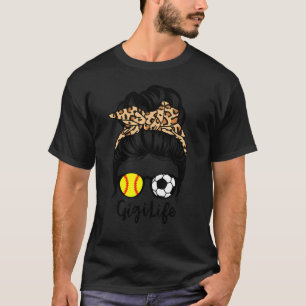 T-shirt Gigi Life Chignon Décoiffé Drôle Football Softball