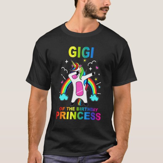 T-shirt Gigi Of The Birthday Princess Girl Dabbing Unicorn (Devant)