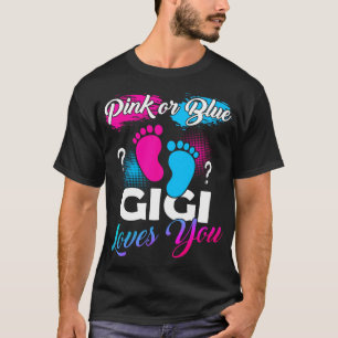 T-shirt Gigi Rose Ou Bleu Vous Aime Bébé Genre Révélation