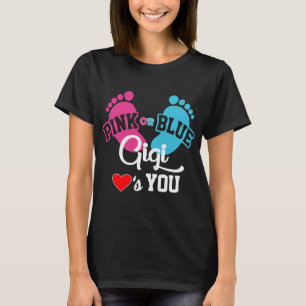 T-shirt Gigi rose ou bleu vous aime que le genre indiquent