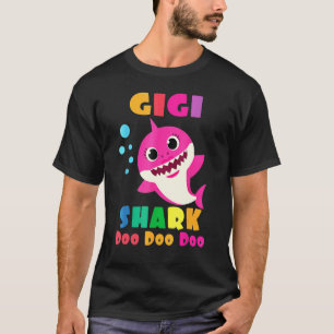 T-shirt Gigi Shark Birthday Gigi Shark Family Da de la mèr
