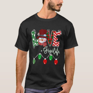 T-shirt Gigi Snowman Love Gigi Life Christmas Red Plaid