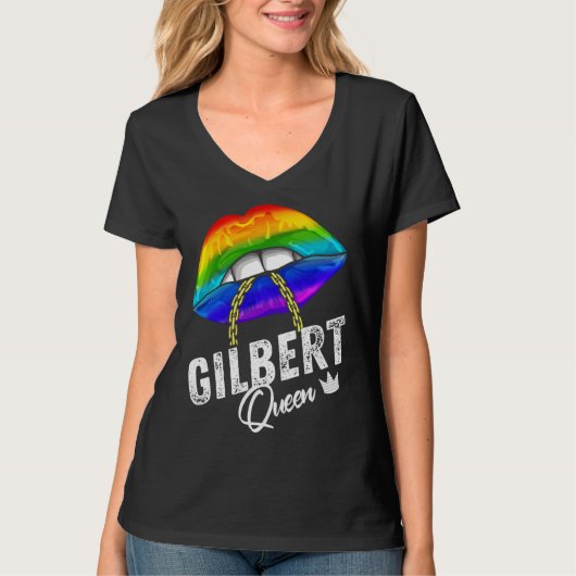 T-shirt Gilbert Queen LGBTQ Gay Pride Flag Lips Rainbow Me (Devant)